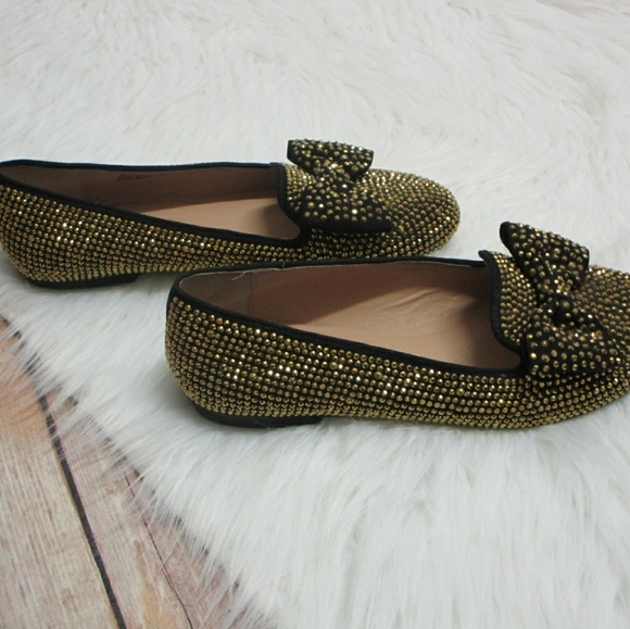 Steve Madden Shoes - Steve Madden Marble Gold Rhinestone Bow Flats